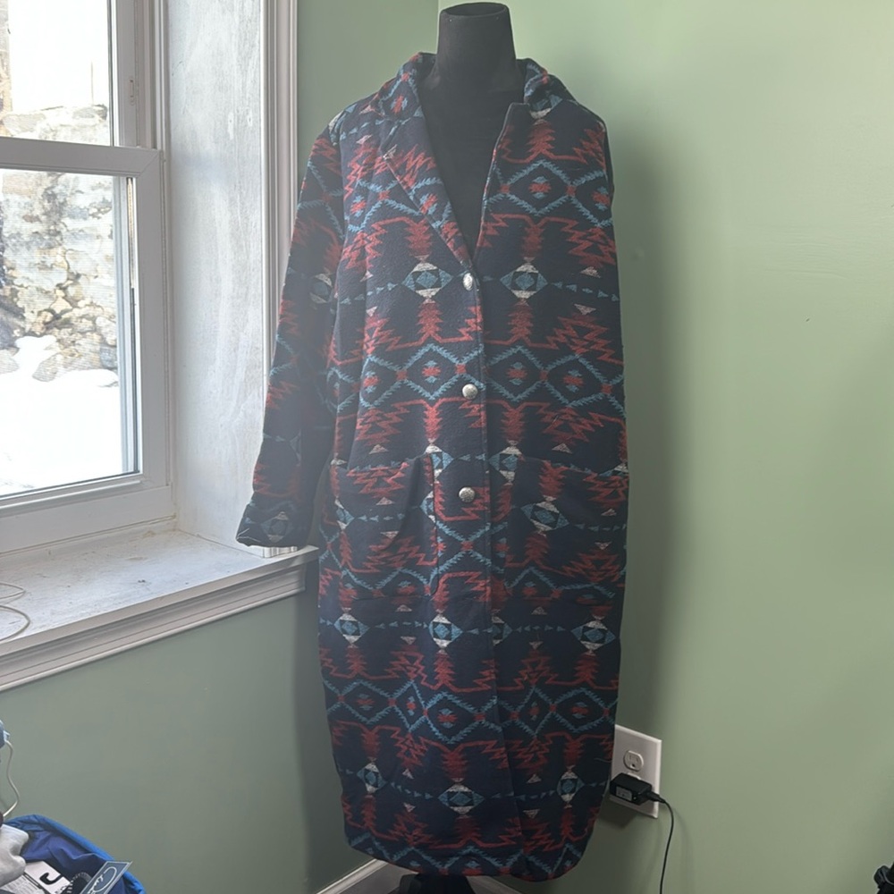 NWOT outback trading co navy blue, blue and rust jacket 2X